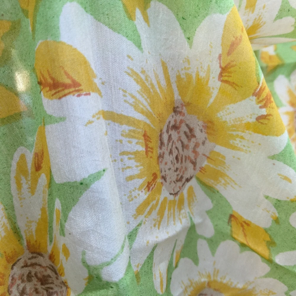 Floral Print Y2K Women's Square Scarf in Green & Yellow 20